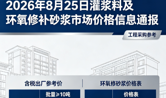 崇仁2026年8月25日灌浆料及环氧修补砂浆市场价格信息通报